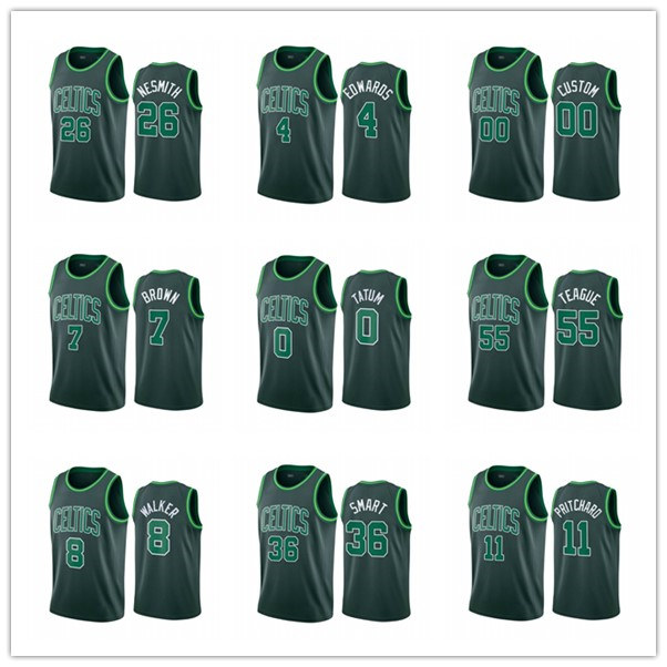 

2020-21 basketball Celtic MEN Marcus Smart Jaylen Brown Jayson Tatum Kemba Walker Earned Jersey, Black