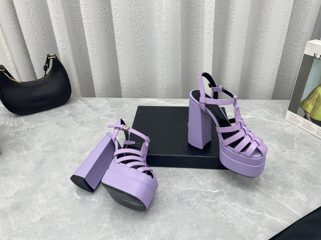 

Luxury spring LA MEDUSA waterproof platform sandals leather heel high 15.5 cm head decoration, Color 11