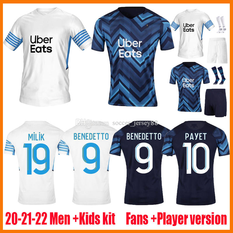 

21 22 MarsEille soccer jerseys fan player version 2021 2022 THAUVIN PAYET OM MILIK maillot foot CUISANCE BENEDETTO KAMARA Olympique De uniforms kits football shirt, Kids home kit