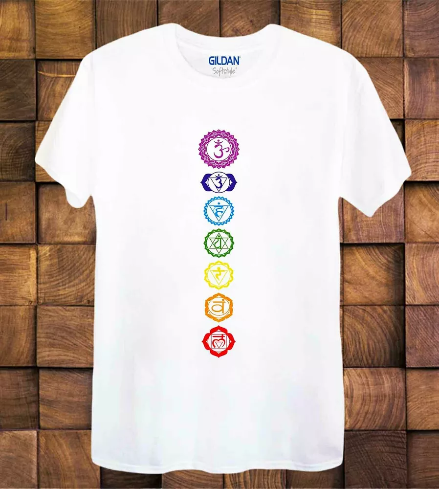 

7 Chakras T Shirt Meditation Zen Om Buddhism yoga Ladies /Unisex Tee Top 884, White;black