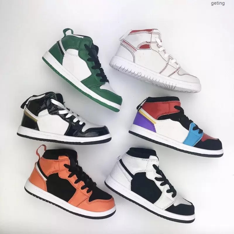 

Kids Mid Jumpman 1 1s Basketball Shoes Mid Top Sneakers Royal Black Toe Laser Orange Metallic Gold UNC Patent Blue Chill Iridescent Quai 54 Youth Toddler Trainers, Fill postage