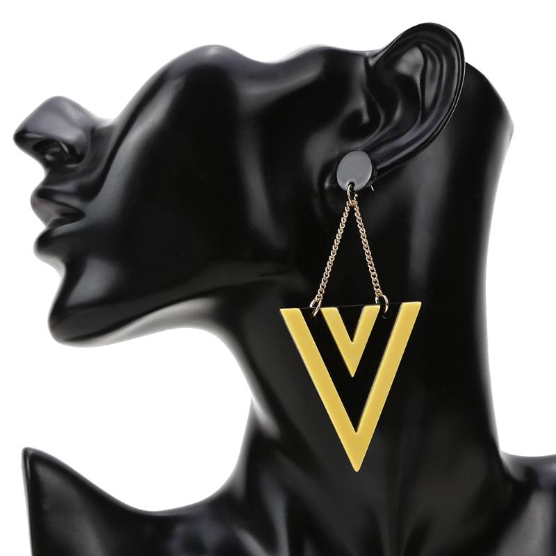 

Cool Style Retro Geometric Earrings Personalized Contrast Triangle Exaggerated Temperament Chain Long Dangle & Chandelier
