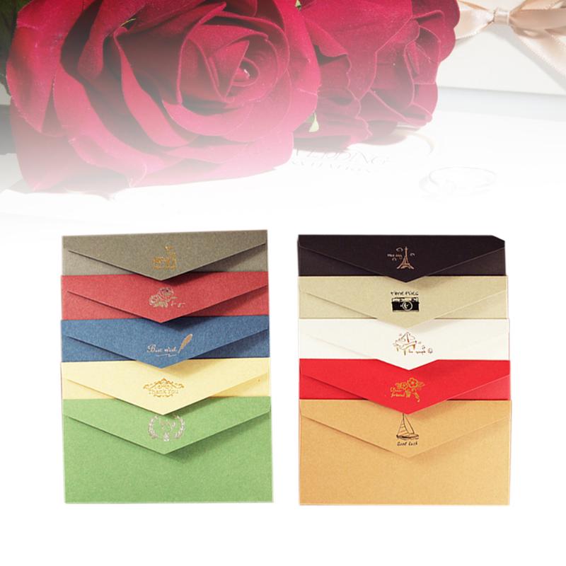 

Greeting Cards 10 Pcs Vintage Kraft Paper Bronzing Wedding Invitations Bride For Bridal Invitation Engagement