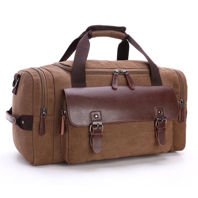 

Top Quality Casual Travel Duffel Bag PU Leather Men Handbags Big Large Capacity Bags Black Mens Messenger Tote 698, Khaki
