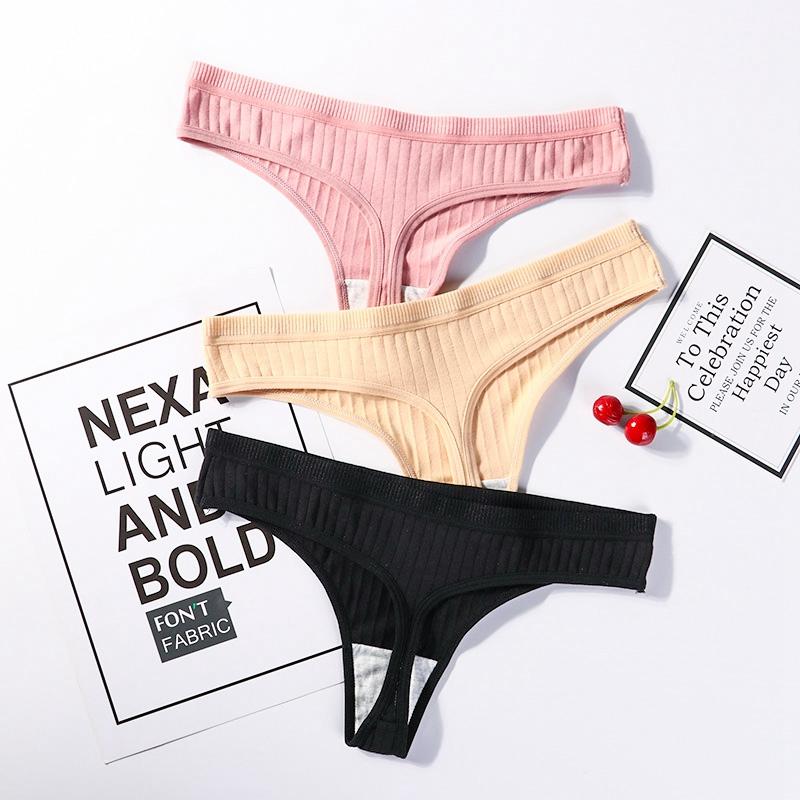

Women's Panties Cotton G-String Sexy Girl Simplicity Comfortable T Back Underwear IntimaFemale Low-Rise Thong Intimate Lingerie, Black;pink