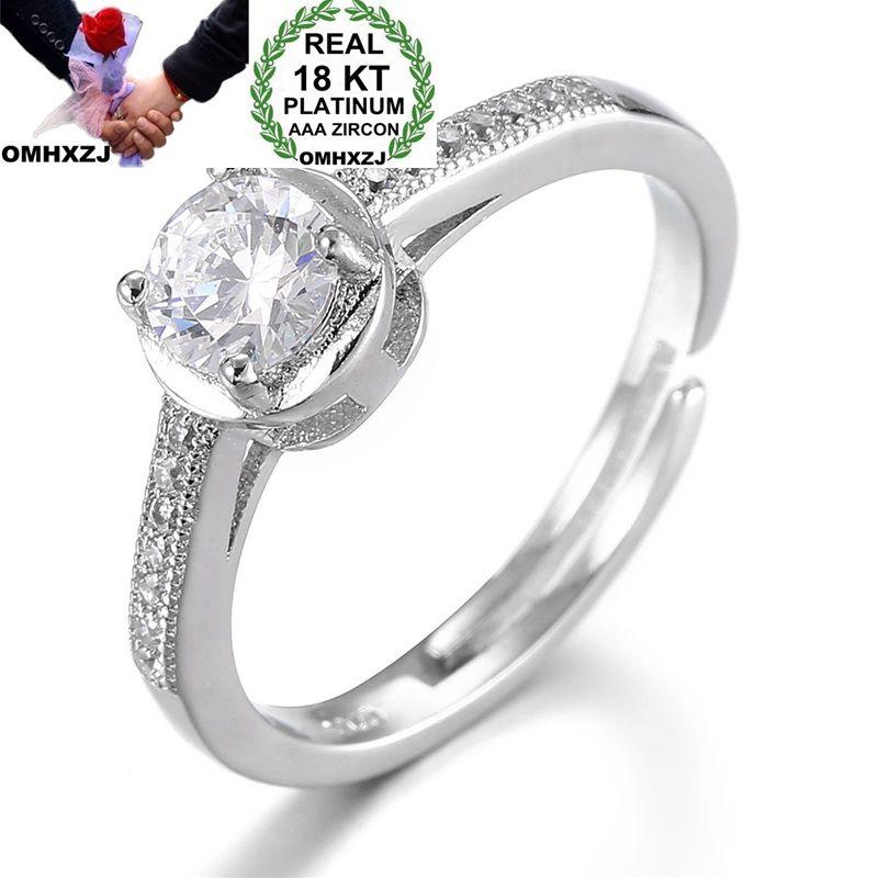 

Cluster Rings OMHXZJ Wholesale European Fashion Woman Man Party Wedding Gift Simple Round White Resizable Zircon 18KT Gold Ring RR698, Golden;silver