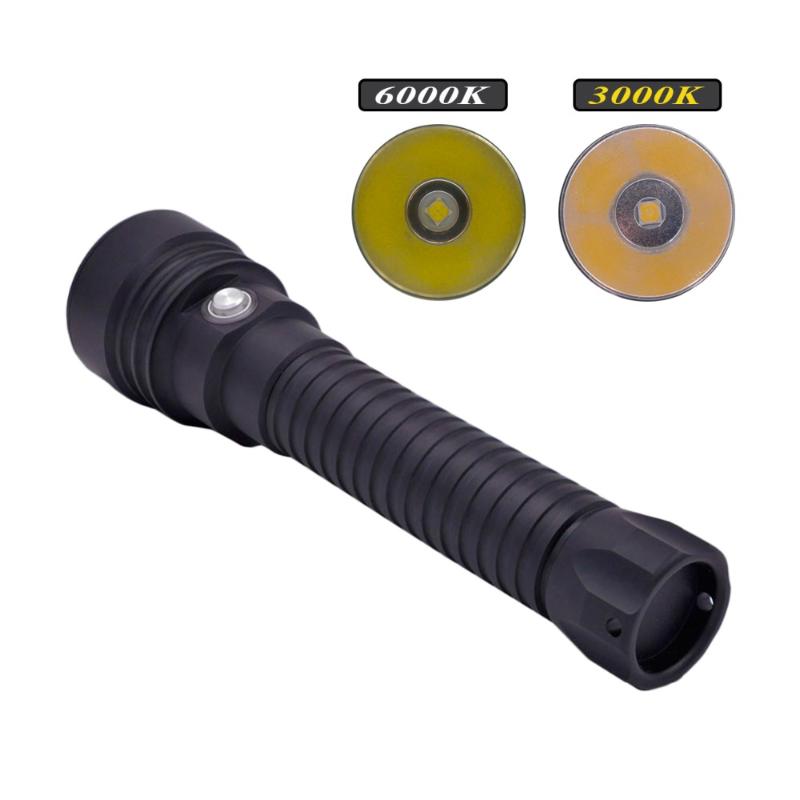 

Yellow/White LED Diving Waterproof Underwater 100M Dive Torch Lanterna (2*26650) Flashlights Torches