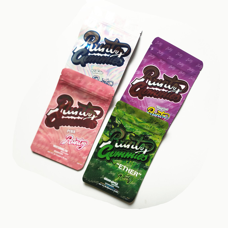 

Pink White Ether Runtz Gummies Gummy Mylar Bag 500mg Childproof Edibles Zipper Packaging Pouch for Dry Herb flower