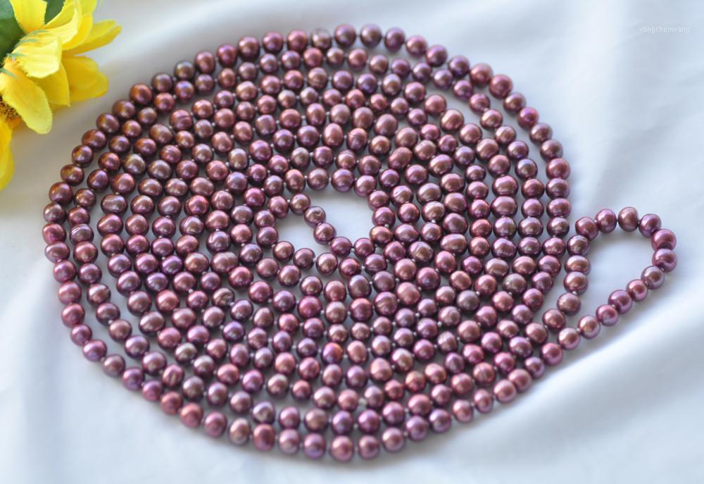 

Long 100" 8mm Purple Round Freshwater Pearl Necklace Chains