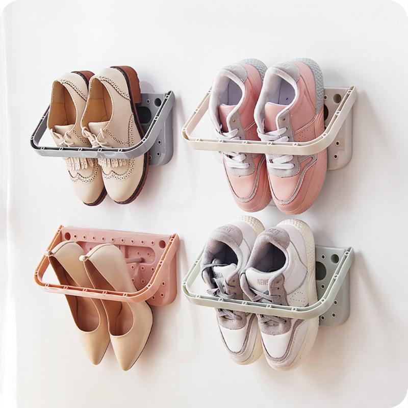 

Clothing & Wardrobe Storage Suction Cup Simple Folding Shoe Rack Household Dormitory Free Punch Slippers Bathroom Wall Hanging