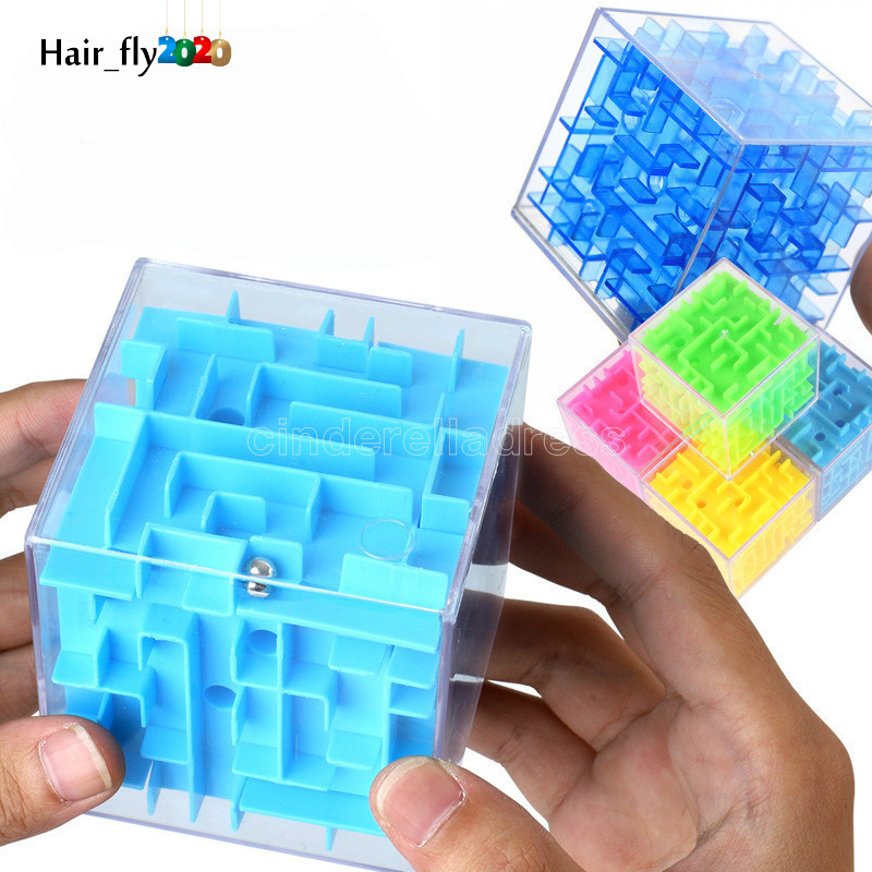 

DHL 4cm New 3D Maze Magic Cube Transparent Six-sided Puzzle Speed Cube Rolling Ball Game Cubos Maze Toys For Children Educational HT09
