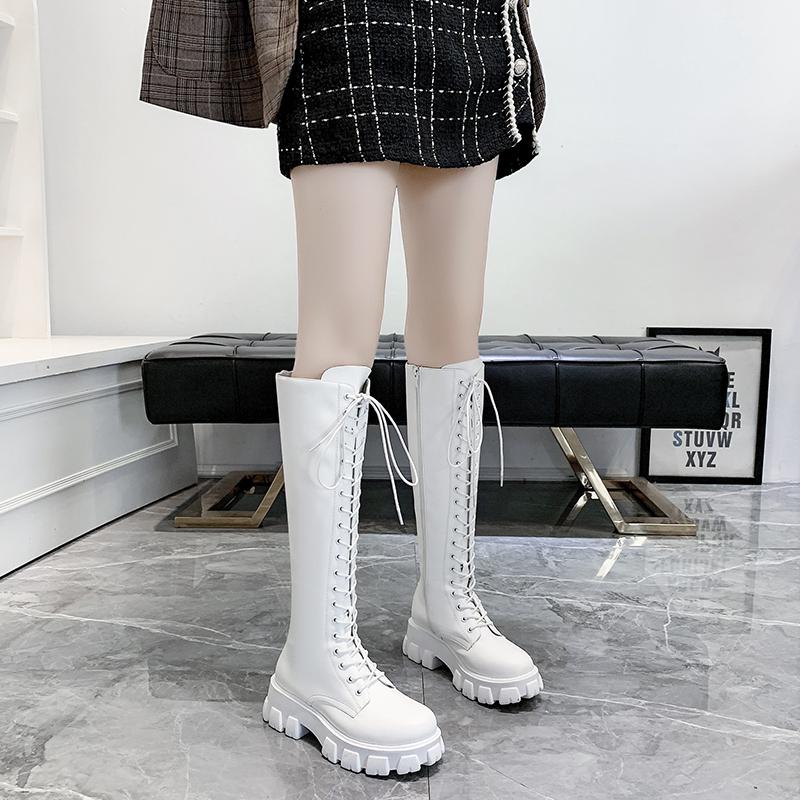 

Boots Chaussures D'Ã©quitation Longues Avec Fermeture Ãclair, Collection Automne Bottes D'hiver Ã Plateforme En VÃ©ritable Pour Femme,, Black
