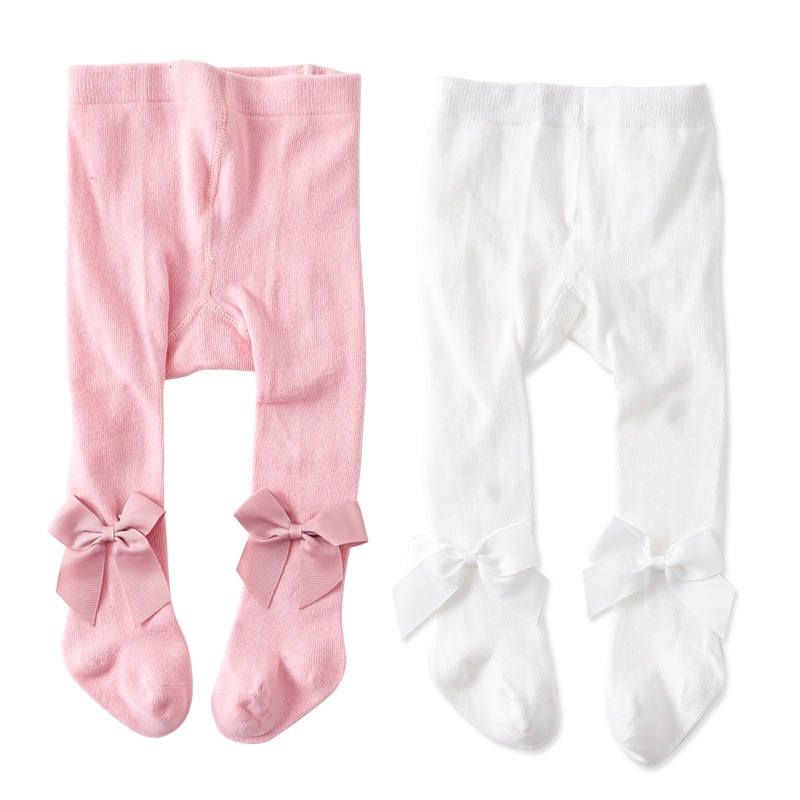 

Baby Girl Tights Infant White PInk Stockings born Warm Pantyhose with Bow Meisjes Kleding 0-3 Years Old Clothes 210615