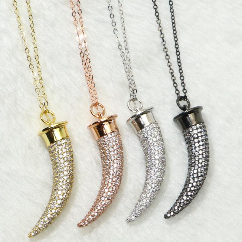 

Pendant Necklaces 4Pcs Wholesale Zircon Cute Horn Necklace Jewelry Mix Color Gift50185