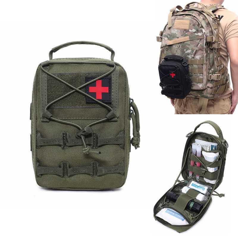 

Tactical Medical Bag Molle Pouch First Aid Kits Outdoor Hunting Car Home Camping Emergency Army Military EDC Survival Tool Pack Q0721, Black