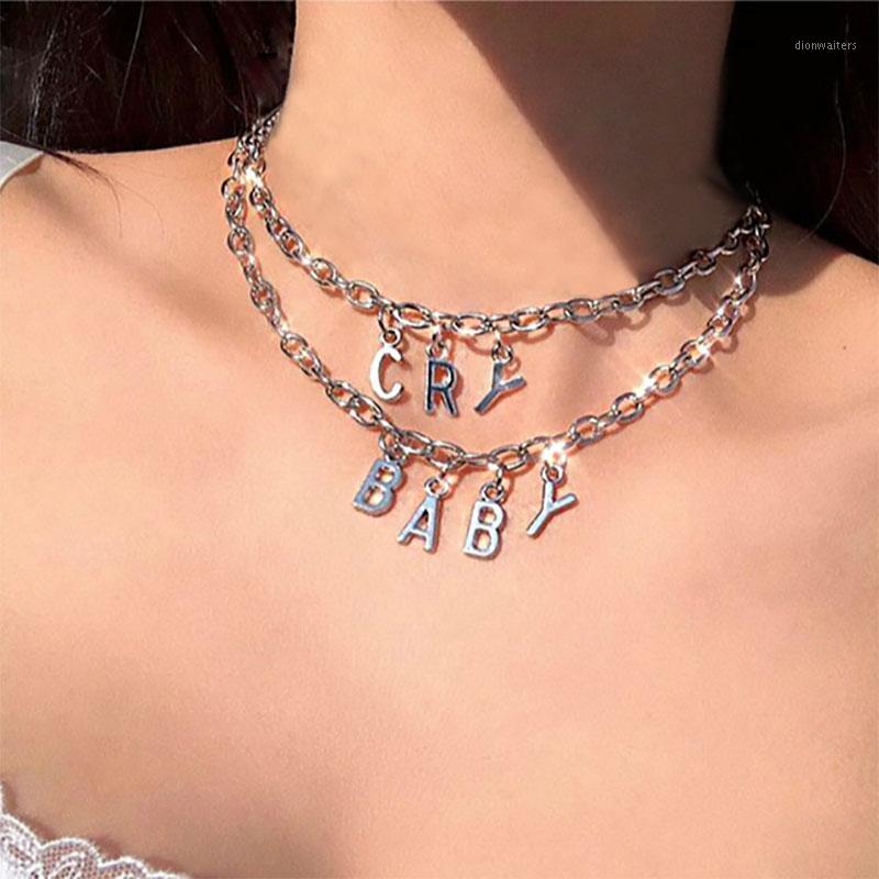 

Chains Silver Letter Chain Necklace Women Fashion Customized Layered Name Pendants Necklaces 2021 Goth Wholesale