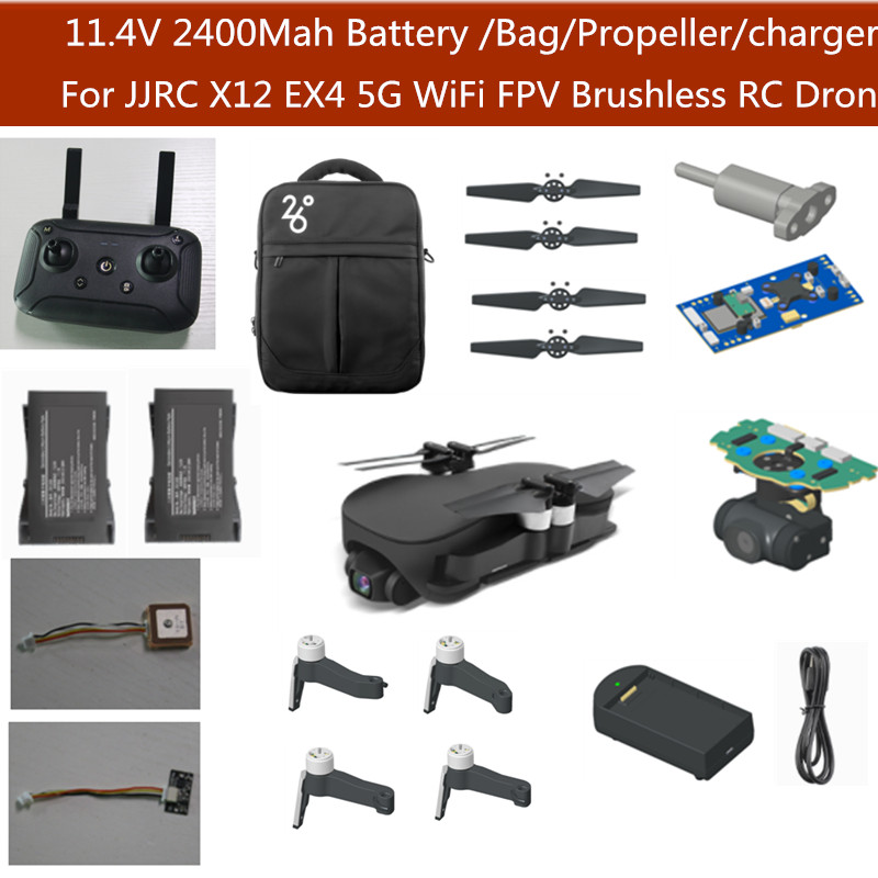 

1PCS Or 2PCS or 3PCS 11.4V 2400MAH Battery Bag arm propeller gimbal remote controller and so on spare part for JJRC X12 RC Drone