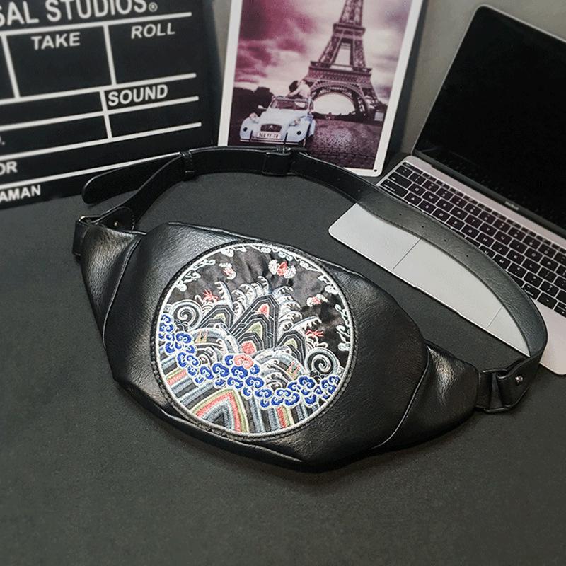 

Waist Bags Multifunction PU Leather Men Shoulder Bag Waterproof Anti Theft Chest Pack Short Trip Messengers Crossbody Male