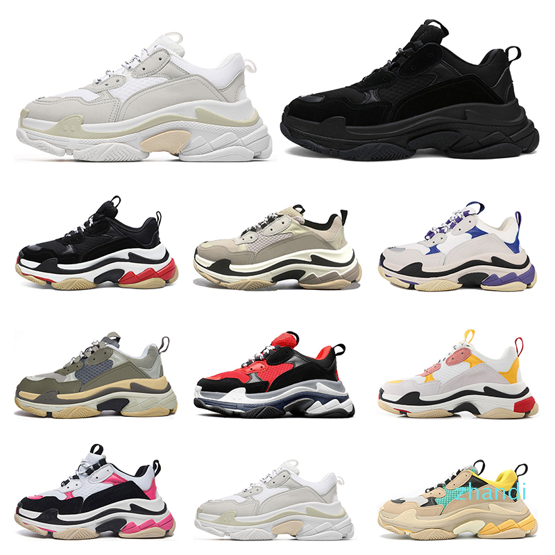 

triple s mens women Casual Shoes fashion Luxurys Designers vintage sneakers black white grey purple tennis trainers jogging walking outdoor, 1#color