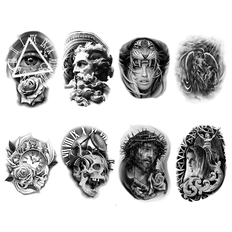 

Grey realistic series permanent waterproof tattoo for men and women