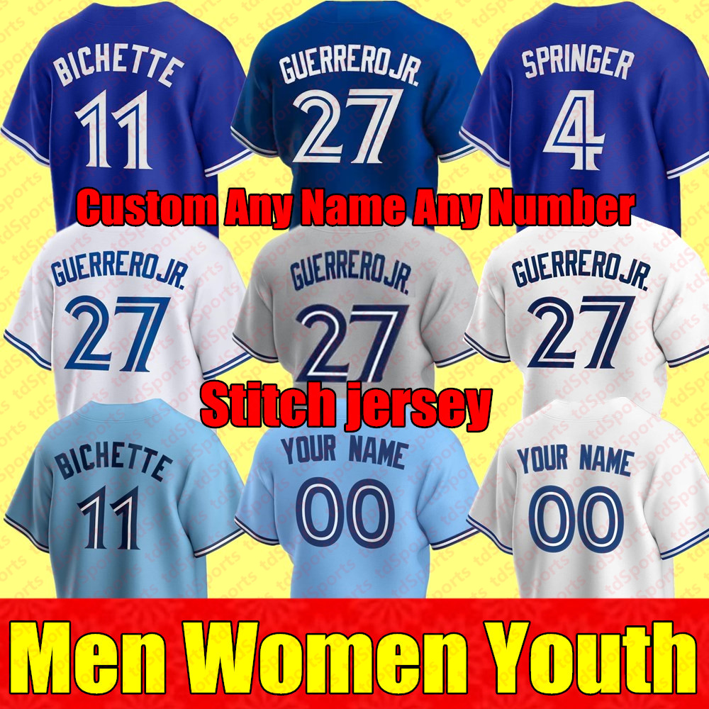 

2021 Stitch Men Women Youth Jersey Vladimir Guerrero Jr. Cavan Biggio Toronto Hyun-Jin Ryu Yamaguchi Randal Grichuk Blue Jays Drury Hernandez George Springer, As shown in illustration