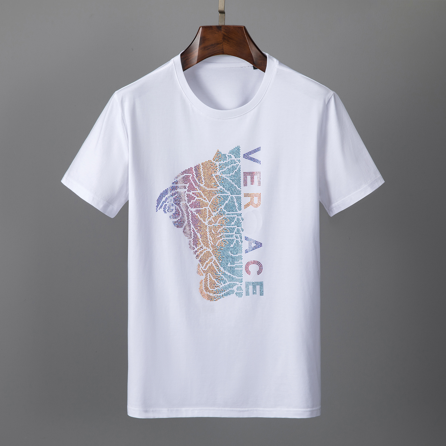 

Famous brand High quality cotton round neck men's T-shirt European and American fashion letters printed logo Summer casual couple short sleeves, Gold