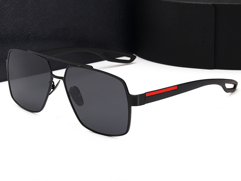 

High quality Retro Polarized sunglasses man woman metal large Square frame designer Suitable for fashion, beach, driving. UV400 Oculos de sol masculino gafas with Case