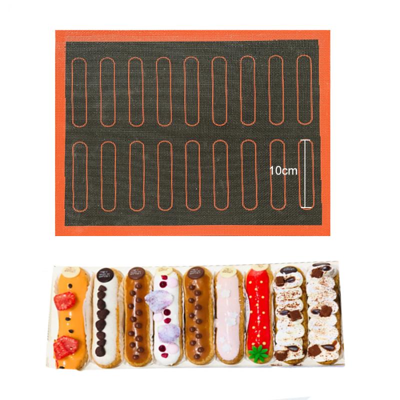 

Rolling Pins & Pastry Boards Silicone Mat 18 Eclair Non Stick Puff Perforated Liner Pad Macaron Cookie Bread Mold For Baking Tools Oven Shee