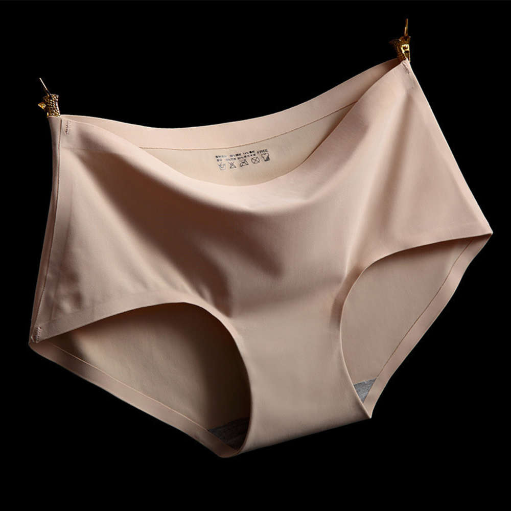 

Seamless women's underwear, a piece of ice silk fabric, medium waist, sexy pure cotton, closed briefs 810, Black;pink