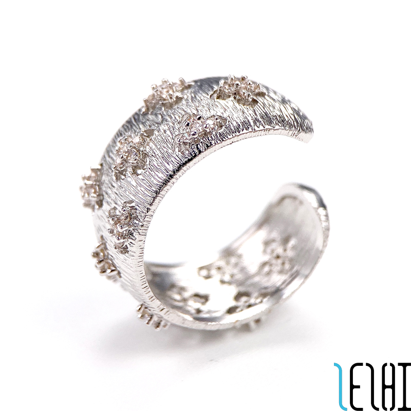 

Classic Charm Eternal Love Cuff Wedding Rings For Women Flower Snowflake Zircon Plating S925 Silver Ring Woman Personalised Sister Bridesmaid Wedd Jewelry