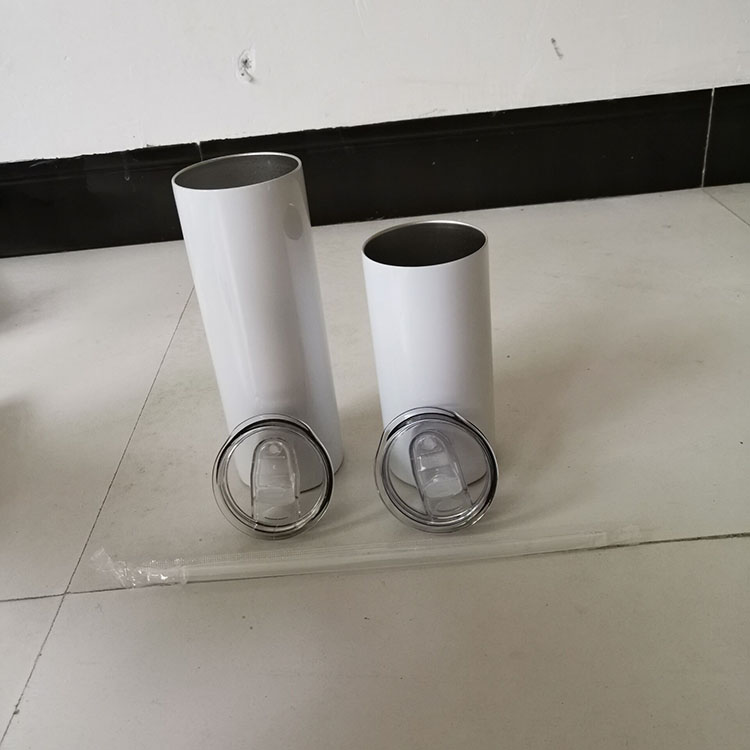 

straight not tapered 15oz 20oz 30oz sublimation skinny tumblers with lid straw blanks coffee mug cylinder vacuum water bottle, White