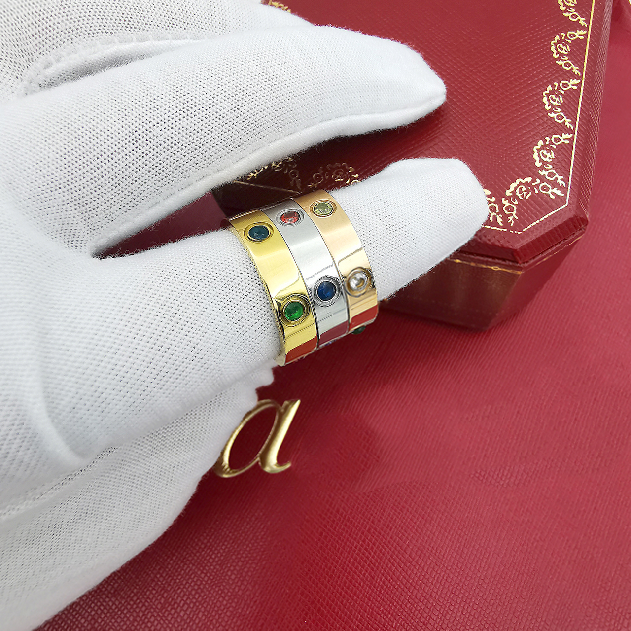 

Love screw ring men's ring 6 diamonds 2021 designer luxury jewelry women's titanium steel alloy gold-plated craft gold and silver roses will never fade, send velvet bag