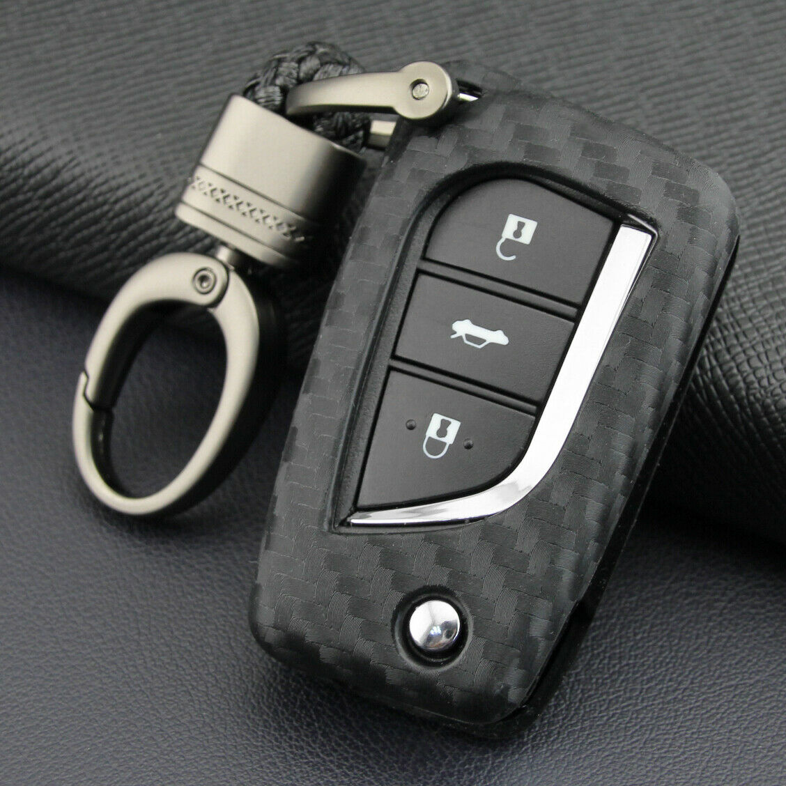 

For Toyota Yaris Rav4 Aygo Corolla Chr Soft Carbon Fiber Car Key Case Fob Cover