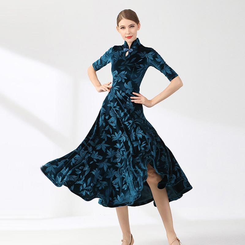 

Stage Wear 2021 Red Modern Dance Dress National Standard Women Ballroom Dresses Waltz Performance Costumes, Blue