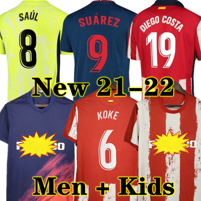 

Suarez 21 22 JOAO FELIX HOME Soccer Jerseys adult men + kids kit 2021 2022 SAUL DIEGO COSTA away third Football Shirts, 21 22 home