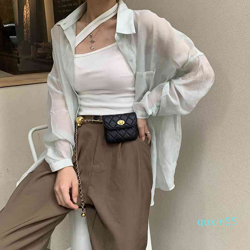 

Bag 2021 new fashion transfer bead chain waist women's chest bag