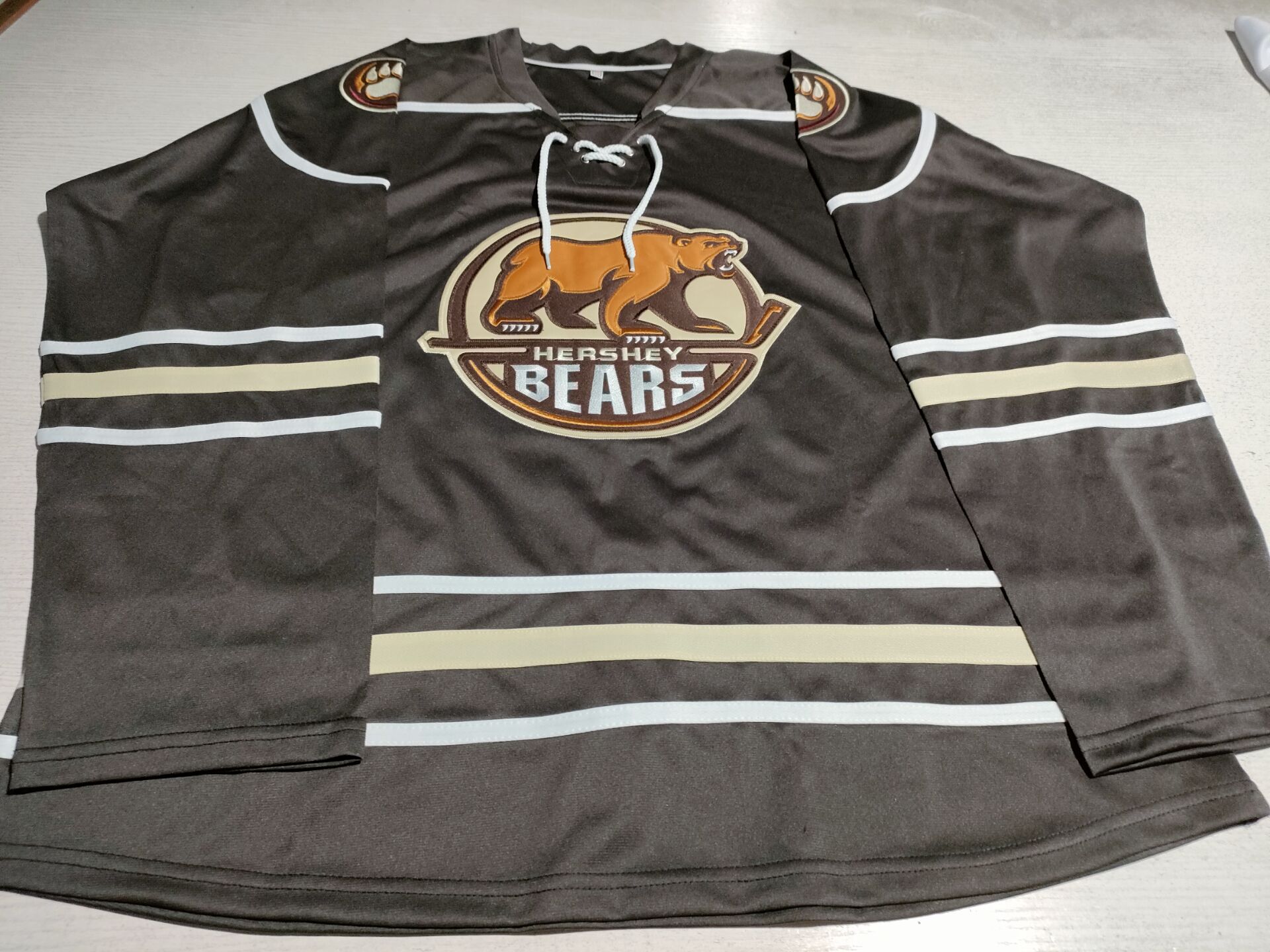 

Custom NEW BRADEN HOLTBY HERSHEY BEARS Hockey Jersey Embroidery Customize any number and name Jerseys Stitched S-5XL, Brown