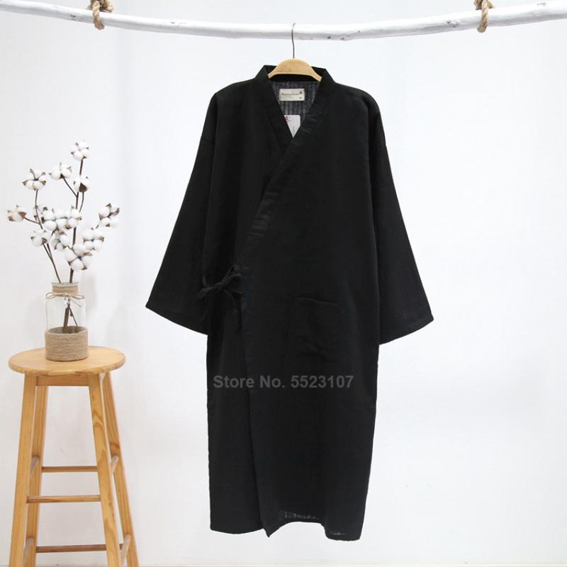 

Men's Sleepwear Men Kimono Bathing Robe Cotton Sauna Nightwear Pajamas Wave Print Vintage Japanese Yukata Breathable Dressing, Color1