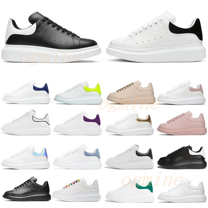 

MCQUEENS ALEXANDER [With Box] designer white Black shoe High Quality classic suede velvet leather men womens flats platform oversized sn Yno, 10