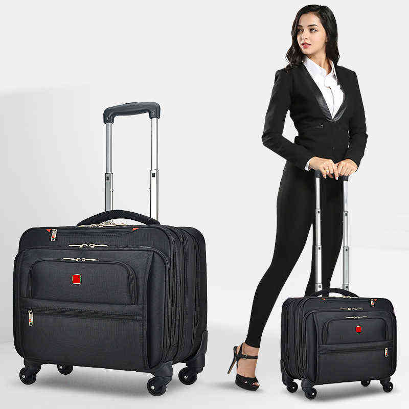 

Business Oxford Rolling Luggage Casters 18 inch Men Multifunction Carry On Wheels Suitcase Trolley Bag vs Travel Bag Trunk 211102