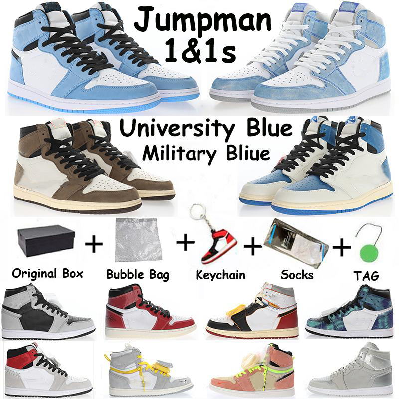

2021 Jumpman University Blue 1 1s basketball shoes light smoke grey twist high dark mocha chicago obsidian UNC shadow mid mens trainers men women Running sneakers, 48