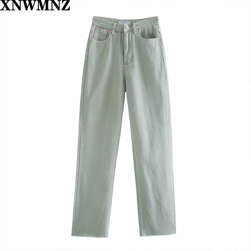 

High quality fashion women jeans pants long trousers high waist pockets zipper female solid denim mujer pantalones 210520, Mint