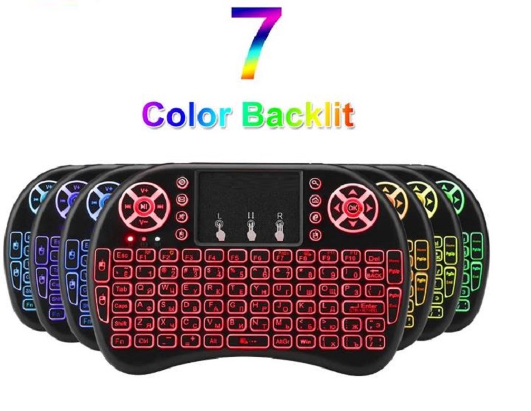 

7 colors i8 Keyboard Wireless Mini Backlit 2.4G Air Mouse Remote Control Touchpad for Smart Android TV Box Notebook Tablet Pc optional aa and lion battery