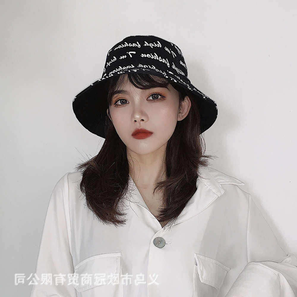 

Sun hat Harajuku letter double-sided fisherman's female summer Korean mask sunscreen outdoor trend basin hat male, Blue;gray