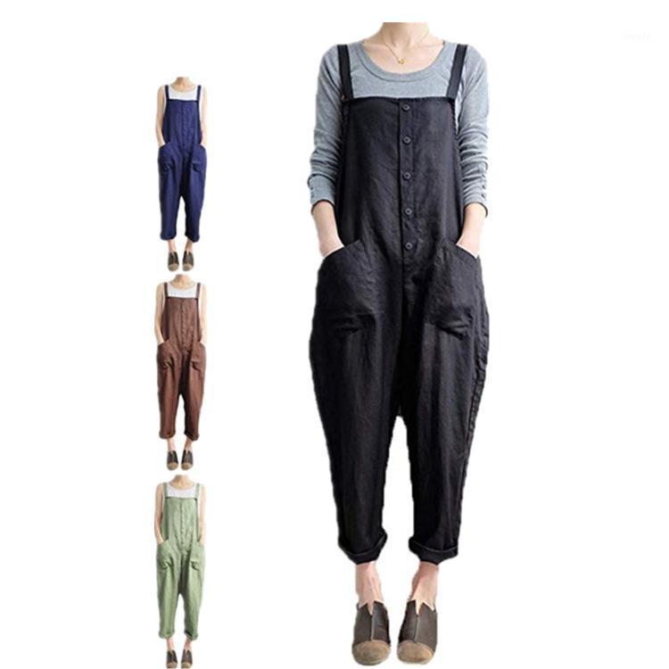 

Women's Jumpsuits & Rompers Women Leisure Clothes Retro Loose Wide Leg Pants College Style Female Overalls 2021 Summer Fashion, Black;white