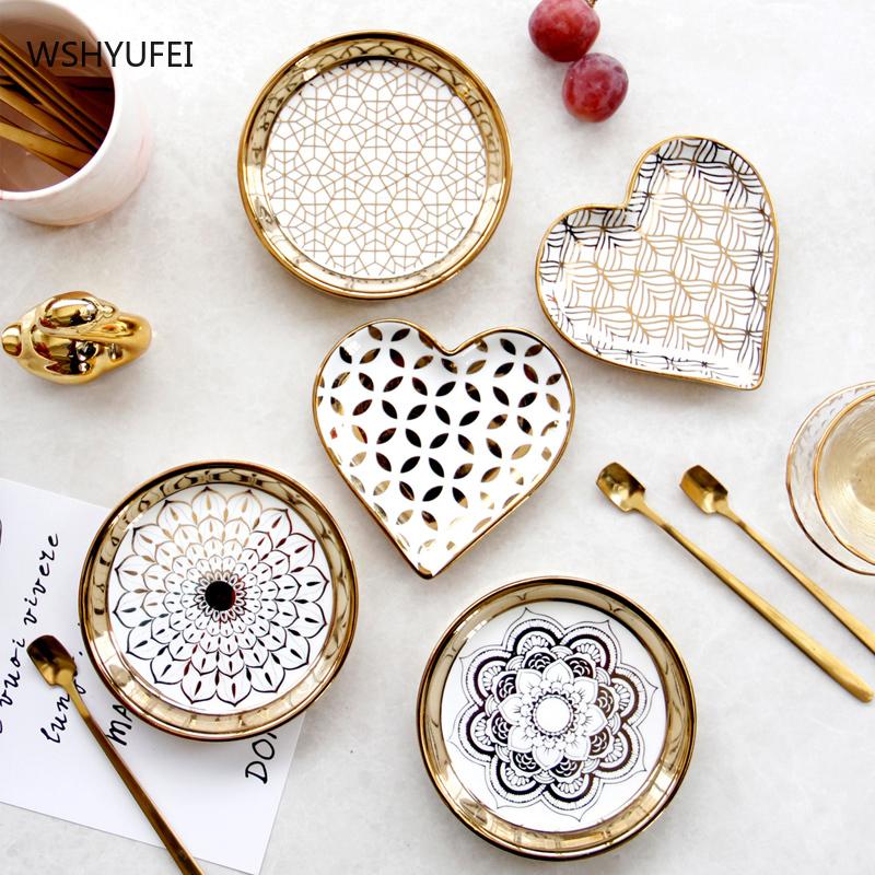 

Dinnerware Sets European-style Phnom Penh Ceramic Plate Exquisite Breakfast Small Snack Cake Afternoon Tea Tray Home Cutlery Set