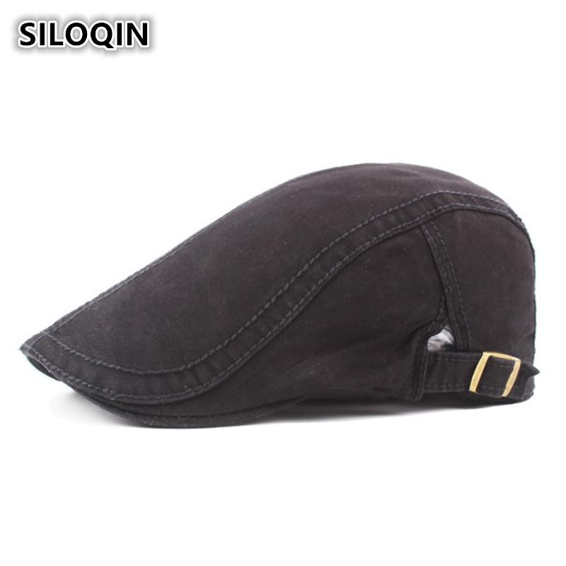 

Berets SILOQIN Spring Summer Middle Aged Men's Adjustable Size Fashion Grace Retro Casual Sports Snapback Peaked Cap 2021, Black