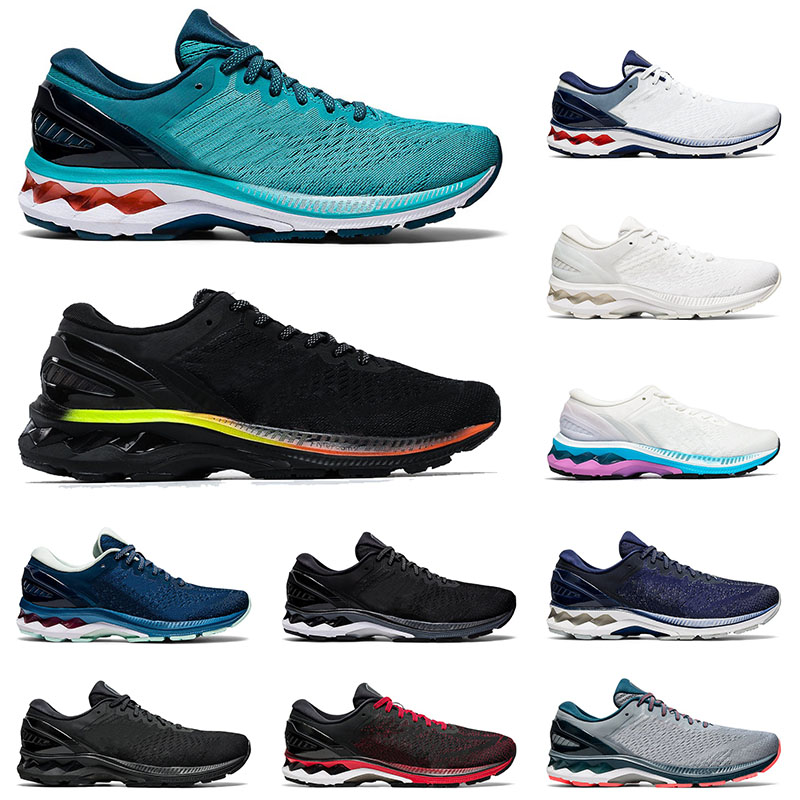 

KAYANO 27 Original Sneakers Mens Womens Running Shoes Mako Blue TECHNO CYAN Triple Black White Classic Red Sheet Rock Men Women Sports Train