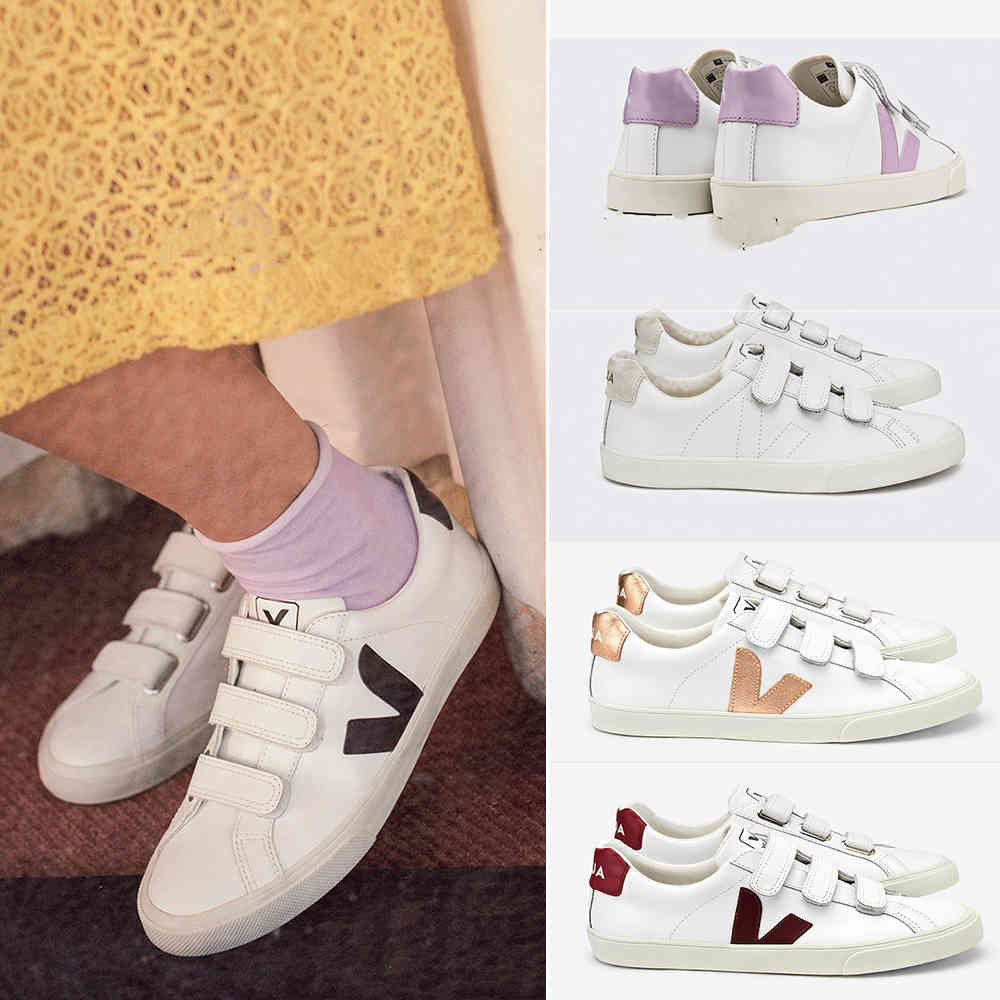 

VEJA Sneakers Women's Leather V10 Men's Casual Flat Shoes V-Shaped Color Matching White Multicolor 2021 210701, Veja black white