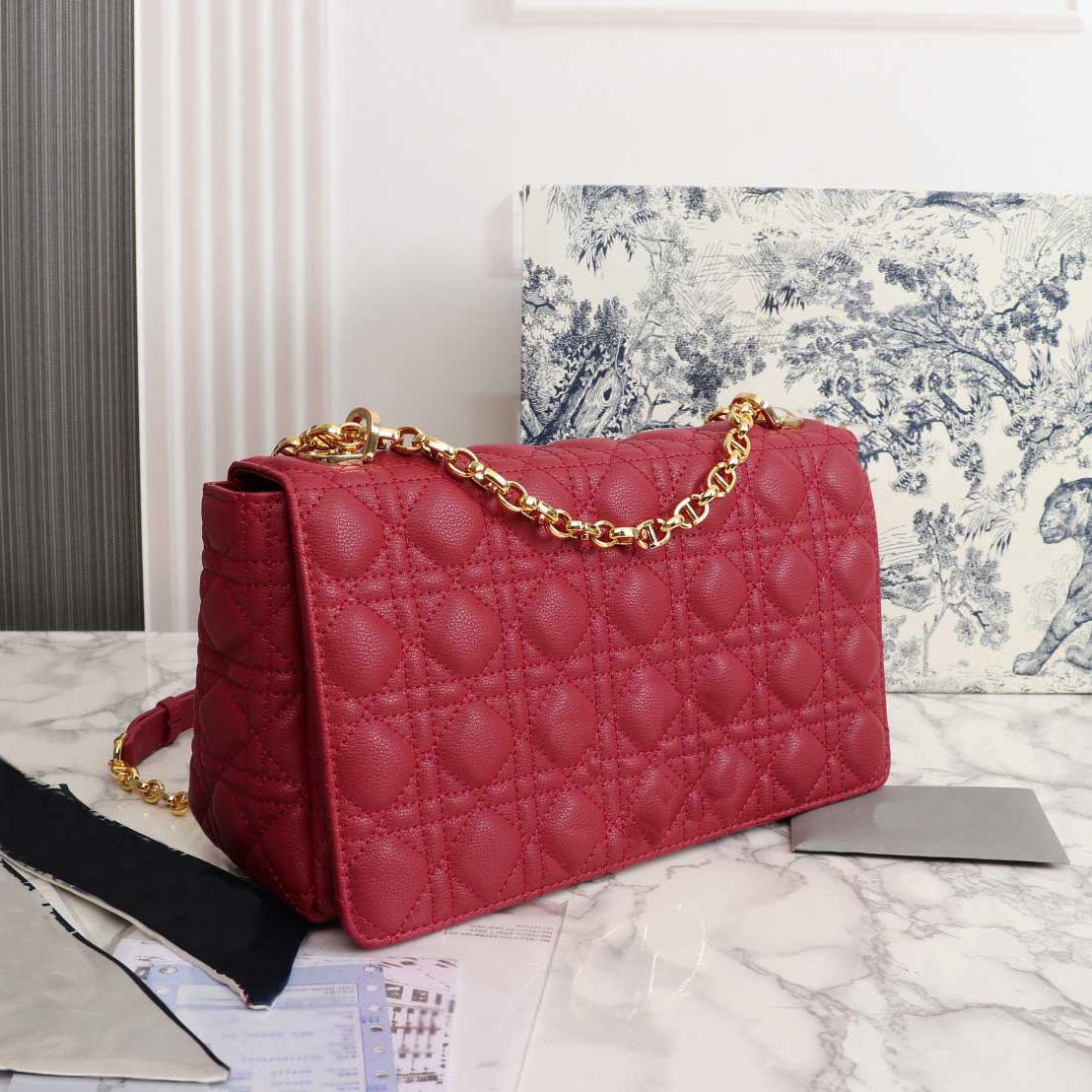 

Golden chain small square bag designer brand red crossbody bag seven plaid calfskin design classic retro flap shoulder bags lady gift